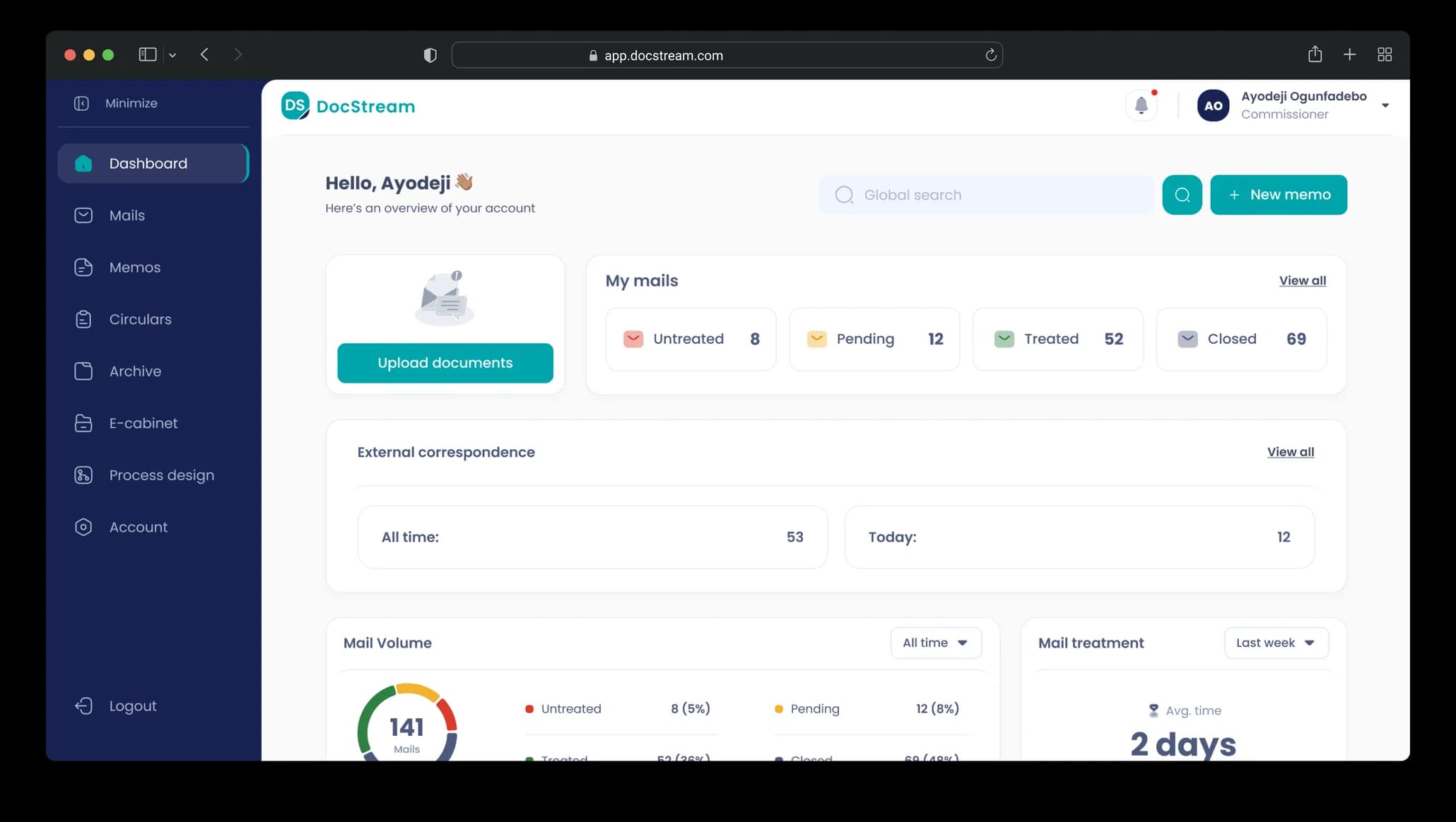 Docstream dashboard